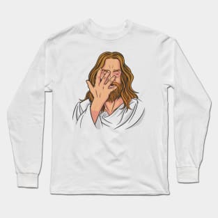 Frustrated Jesus // Funny Jesus Illustration Long Sleeve T-Shirt